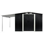 Vidaxl abri de jardin à portes coulissantes anthracite 386x312x178 cm