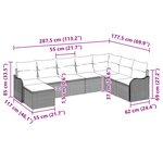 Ensemble de canapé de jardin 8 pièces avec coussins en rattan