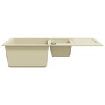 vidaXL Évier de cuisine Granit Double lavabo Beige
