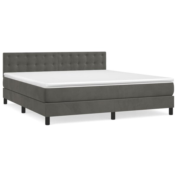 vidaXL Sommier à lattes de lit et matelas Gris foncé 180x200cm Velours