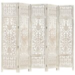 vidaXL Cloison de séparation 5 panneaux Blanc 200x165 cm Bois manguier
