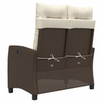 vidaXL Banc inclinable de jardin avec coussins marron résine tressée