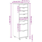 vidaXL Armoire roulante avec tiroirs MOSS gris bois de pin solide