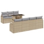 Ensemble de Canapés de Jardin de 8 Pièces avec Coussins Beige Poly Rotin vidaXL