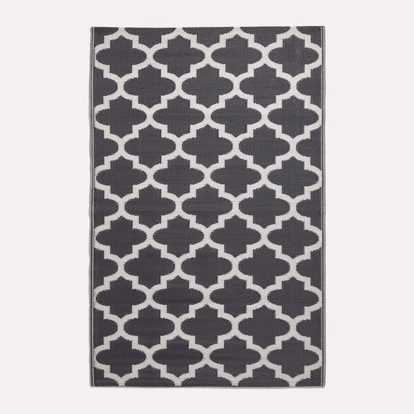 Tapis extérieur terrasse réversible - Tapis de jardin imperméable et résistant UV - Nola - Noir- 120x180 cm - HOMESCAPES