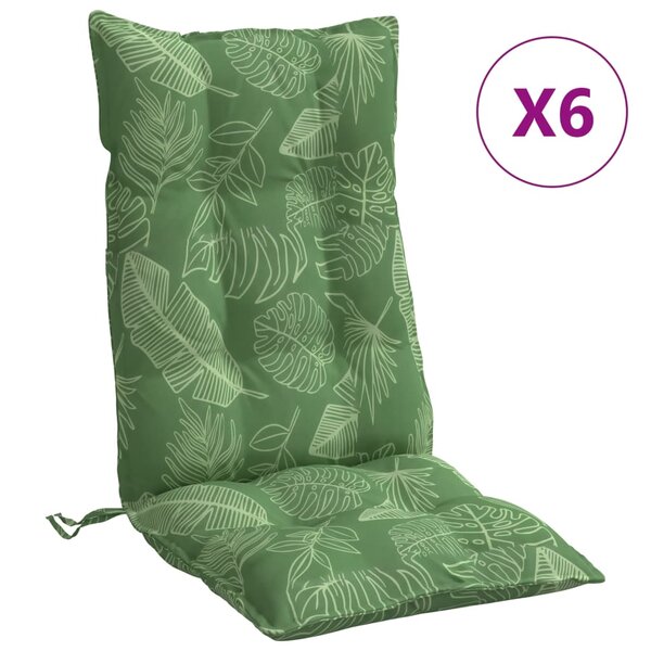 vidaXL Coussins de chaise à dossier haut lot de 6 modèle de feuille
