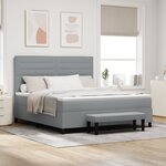 vidaXL Lit ressort avec matelas et banc gris clair 180x200 cm en tissu