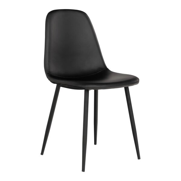 2 chaises de salle à manger en cuir synthétique noir avec pieds noirs