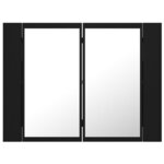 vidaXL Armoire à miroir de salle de bain LED Noir 60x12x45 Acrylique