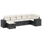 vidaXL Salon de jardin 7 Pièces avec coussins noir résine tressée