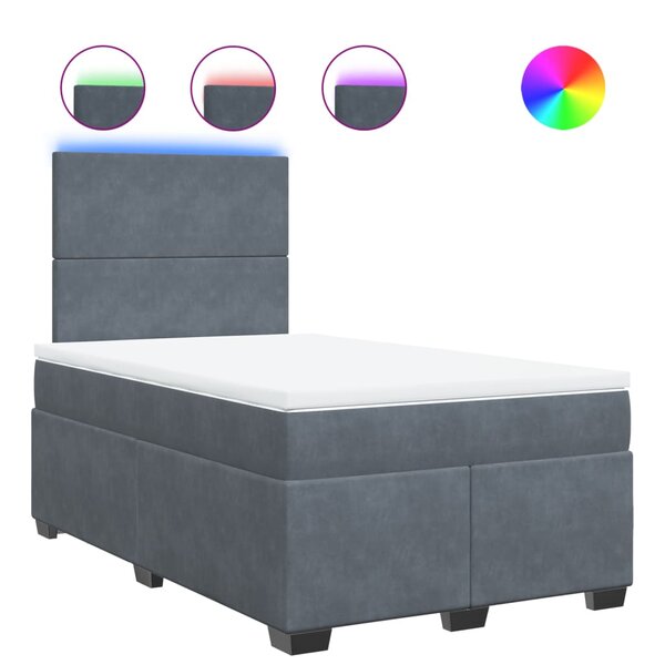 vidaXL Sommier à lattes de lit et matelas Gris foncé 120x200cm Velours
