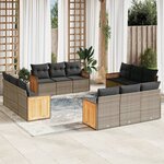 vidaXL Salon de jardin avec coussins 12 Pièces gris résine tressée