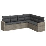 vidaXL Salon de jardin 6 Pièces avec coussins gris résine tressée
