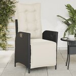 vidaXL Chaise inclinable de jardin et repose-pied noir résine tressée