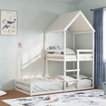 vidaXL Lit superposé sans matelas blanc 90x200 cm bois de pin massif