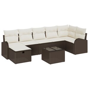 Ensemble de Canapés de Jardin vidaXL 8 pièces avec Coussins Marron Poly Rattan