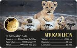 Pièce de monnaie en Or 3000 Francs g 0.031 (1/1000 oz) Millésime 2024 Gold Gift AFRICAN LION 1/1000