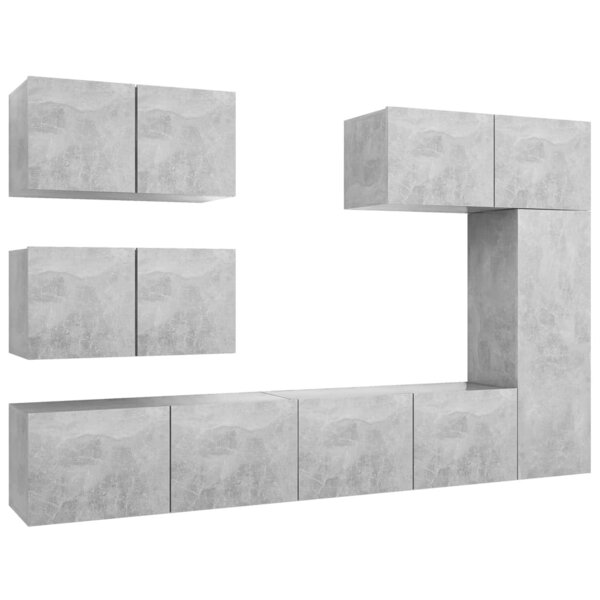 vidaXL Ensemble de meubles TV 6 Pièces Gris béton Bois d'ingénierie