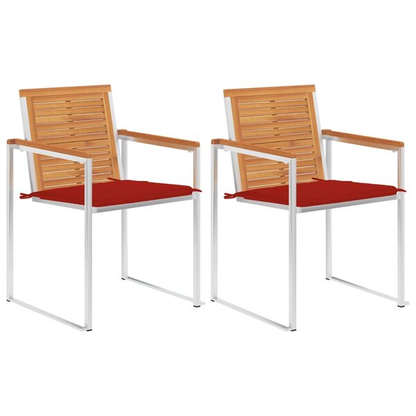 vidaXL Chaises de jardin avec coussins 2 Pièces Acacia solide et acier