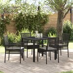Ensemble de salle à manger de jardin 5 pièces avec coussins en poly rattan noir
