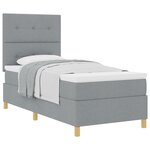 vidaXL Lit à ressorts avec matelas gris clair 100x200 cm tissu