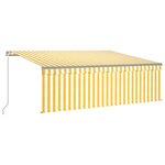 vidaXL Auvent manuel rétractable avec store 4x3 m Jaune et blanc