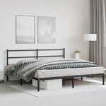 vidaXL Cadre de lit métal sans matelas avec tête de lit noir 183x213cm