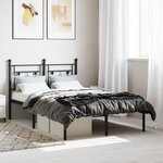 vidaXL Cadre de lit métal sans matelas avec tête de lit noir 120x200cm