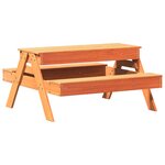 vidaXL Table de pique-nique avec bac à sable pour enfants marron cire