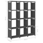 vidaXL Étagère d'affichage 12 cubes Gris 103x30x141 cm Tissu