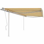 vidaXL Auvent manuel rétractable avec poteaux 4x3 m Jaune et blanc