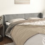 vidaXL Tête de lit avec oreilles Gris clair 203x23x78/88 cm Velours