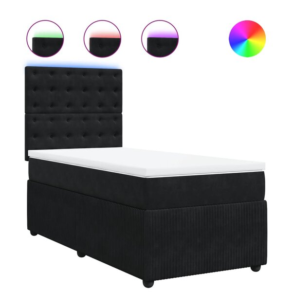 vidaXL Sommier à lattes de lit avec matelas Noir 90x190 cm Velours