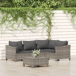 vidaXL Salon de jardin 5 Pièces avec coussins Gris Résine tressée