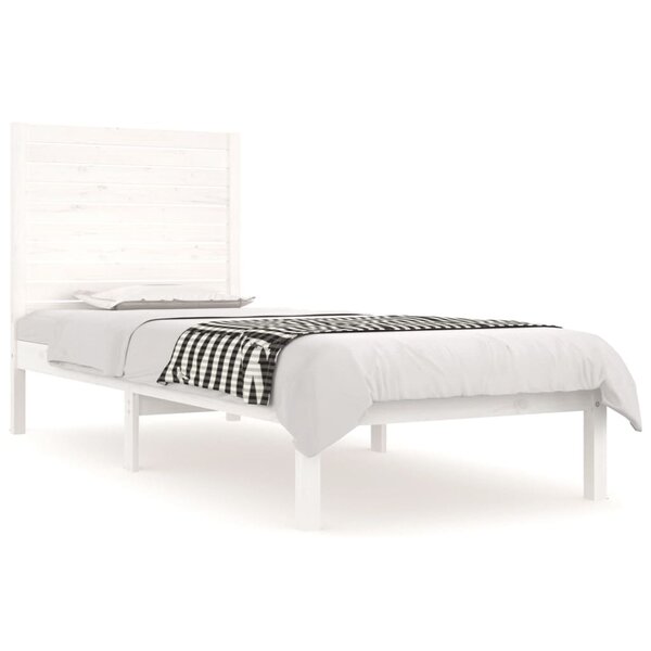 vidaXL Cadre de lit Blanc Bois massif 90x190 cm Simple