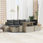 vidaXL Ensemble de canapé de jardin de 7 pièces avec coussins Gris Clair Poly Rotin