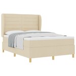 Lit à ressorts vidaXL avec matelas Crème 140x200 cm Tissu