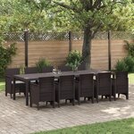 Ensemble de Salle à Manger de Jardin vidaXL 11 Pièces avec Coussins Marron Poly Rattan