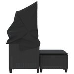 vidaXL Canapé de jardin 2 places avec auvent et tabourets noir rotin