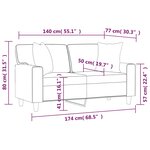 vidaXL Canapé 2 places avec oreillers décoratifs gris 140cm similicuir