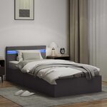 vidaXL Cadre de lit à rangement avec LED Gris Similicuir 100x200 cm
