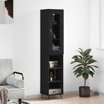 vidaXL Buffet haut Noir 34 5x34x180 cm Bois d'ingénierie