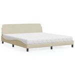 vidaXL Lit avec matelas crème 180x200 cm tissu