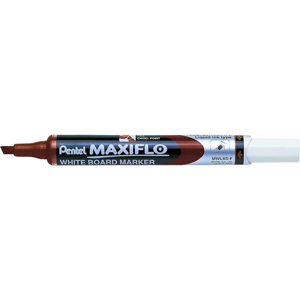 Marqueur tableaux blancs maxiflo  pointe biseautée moyenne  marron x 12 pentel