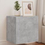 vidaXL Meuble TV mural avec lumières LED gris béton 40 5x35x40 cm