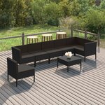vidaXL Salon de jardin 8 Pièces avec coussins résine tressée noir