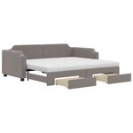 vidaXL Lit de jour avec gigogne et tiroirs taupe 100x200 cm tissu