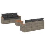 vidaXL Salon de jardin avec coussins 7 Pièces gris résine tressée