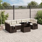 vidaXL Salon de jardin 8 Pièces avec coussins marron résine tressée