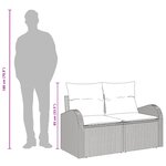 vidaXL Canapé de jardin 2 places avec rangement et coussins gris en poly rattan